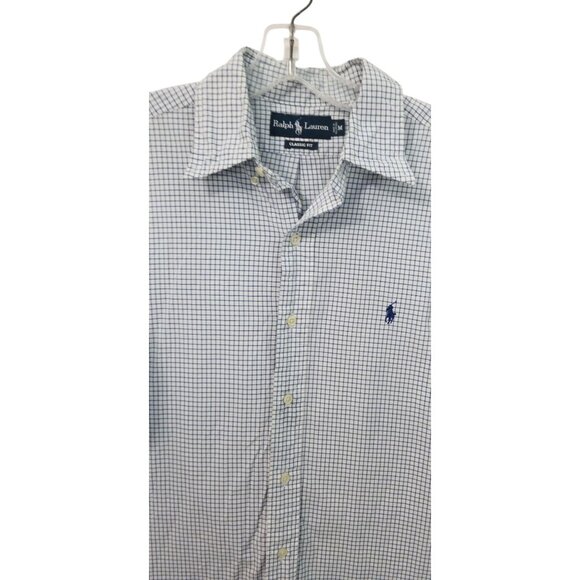 Ralph Lauren Blue & White Plaid Classic Fit Button Down Shirt Sz Medium Mens - Picture 4 of 4
